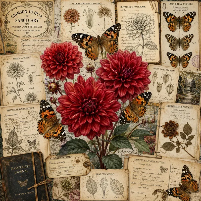 Vintage Poppy Butterfly Art Sets