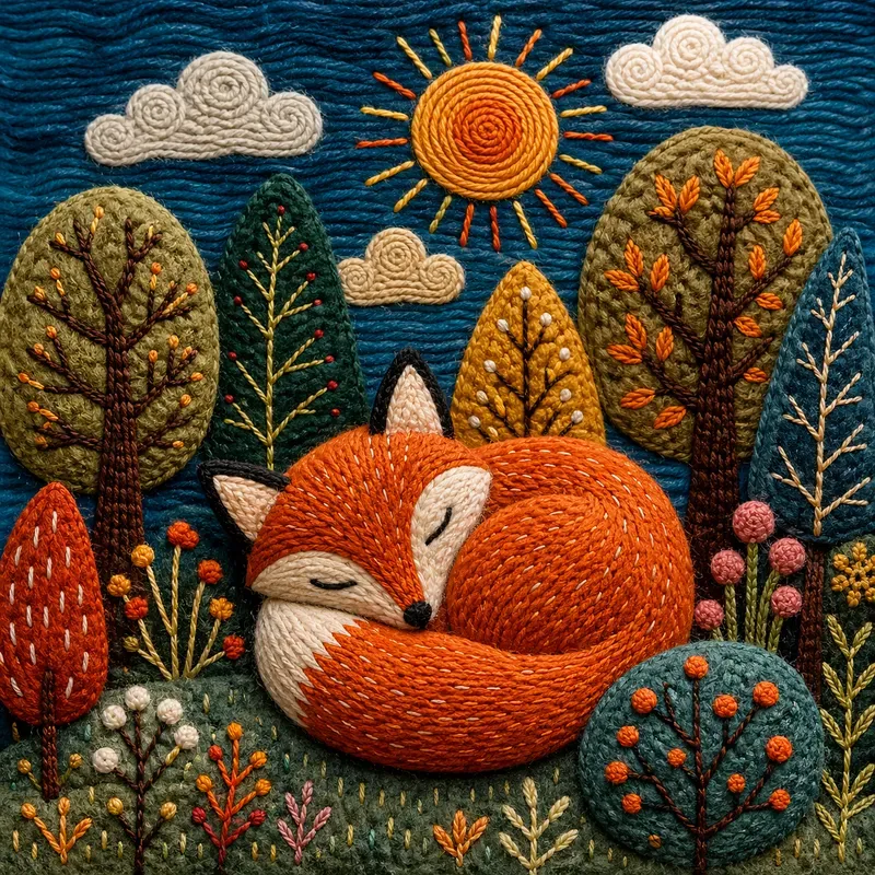 3D Fiber Art Folk Embroideries