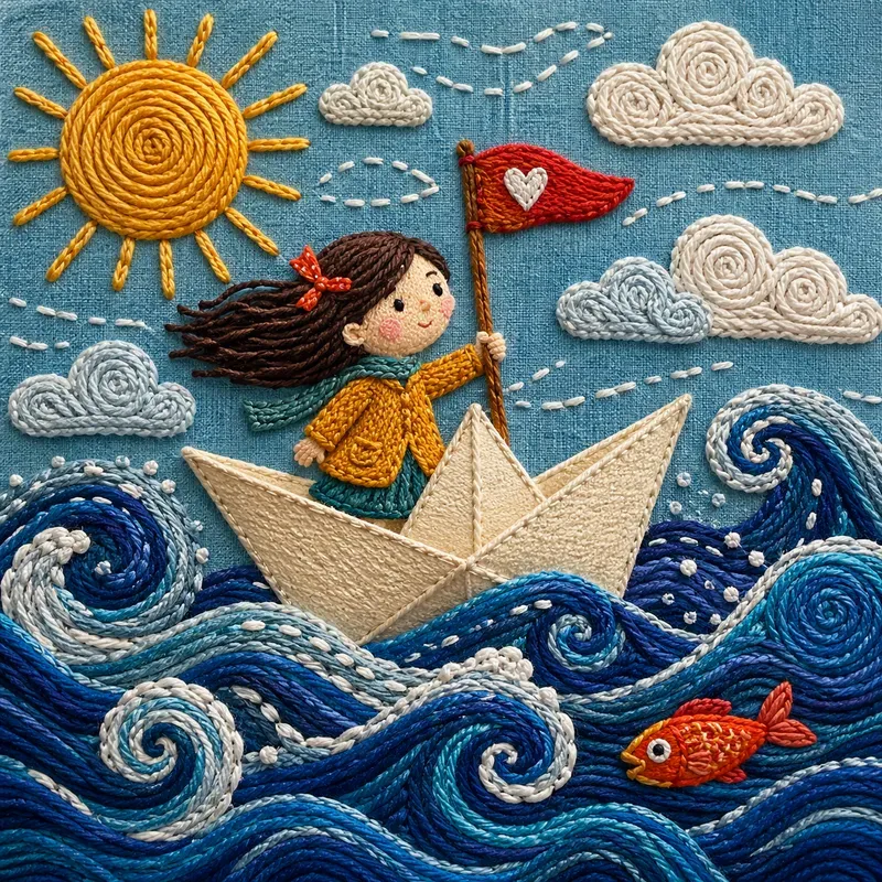 3D Fiber Art Folk Embroideries