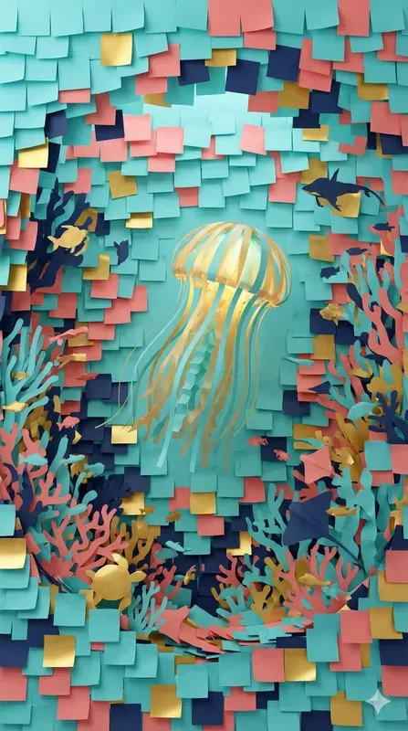 3D Sticky Note Papercraft Wallpapers