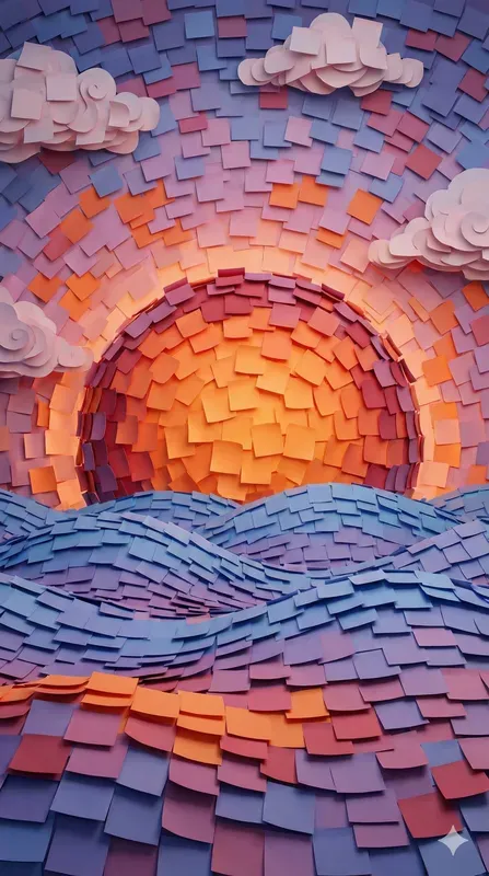 3D Sticky Note Papercraft Wallpapers
