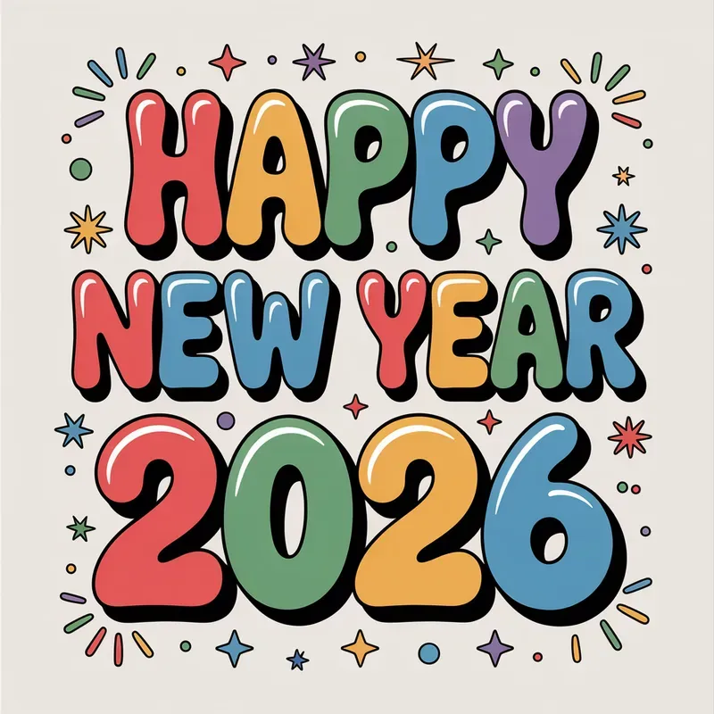 2026 Colorful New Year Texts