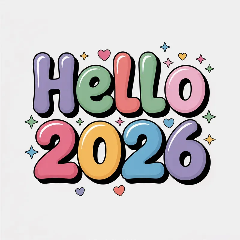 2026 Colorful New Year Texts