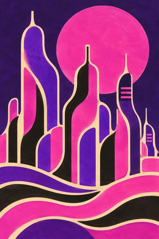 Retro Abstract Wavy Landscapes