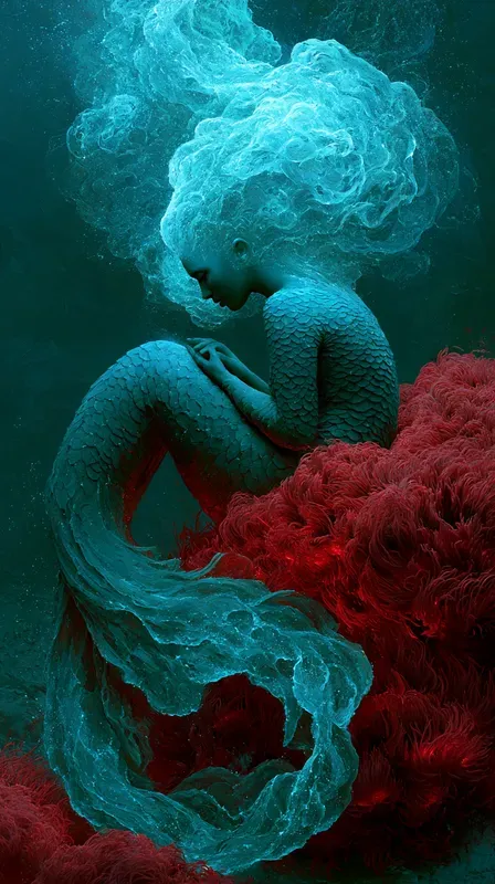 Luminous Teal Crimson Energies