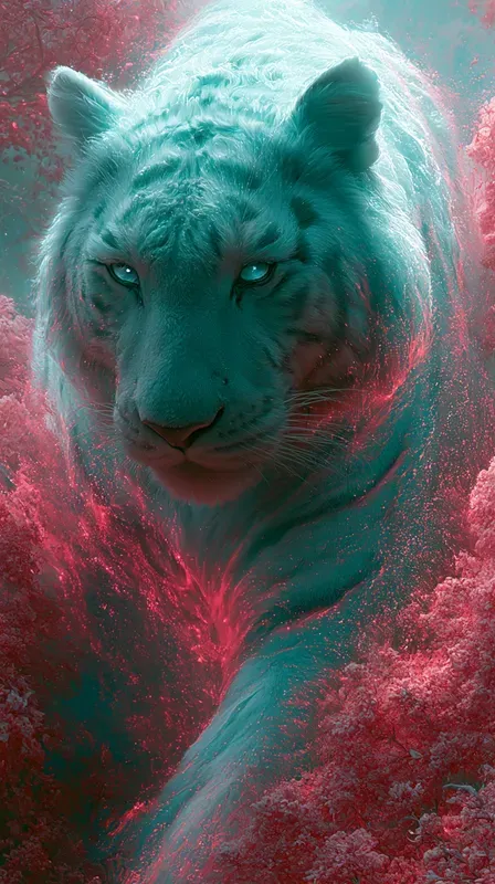 Luminous Teal Crimson Energies