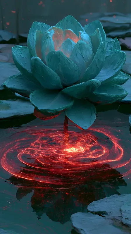 Luminous Teal Crimson Energies