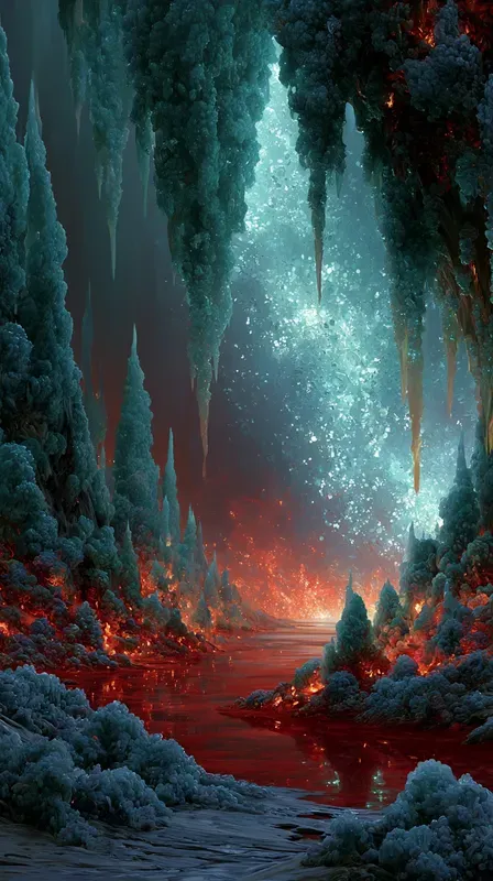 Luminous Teal Crimson Energies