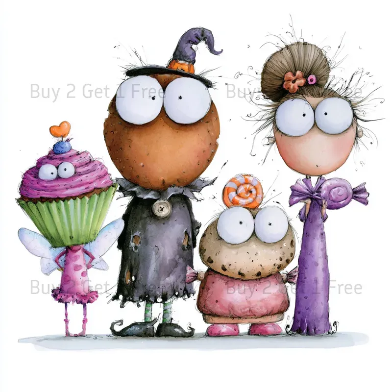 Cute Pastel Halloween Watercolor Clipart