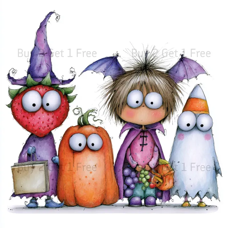 Cute Pastel Halloween Watercolor Clipart