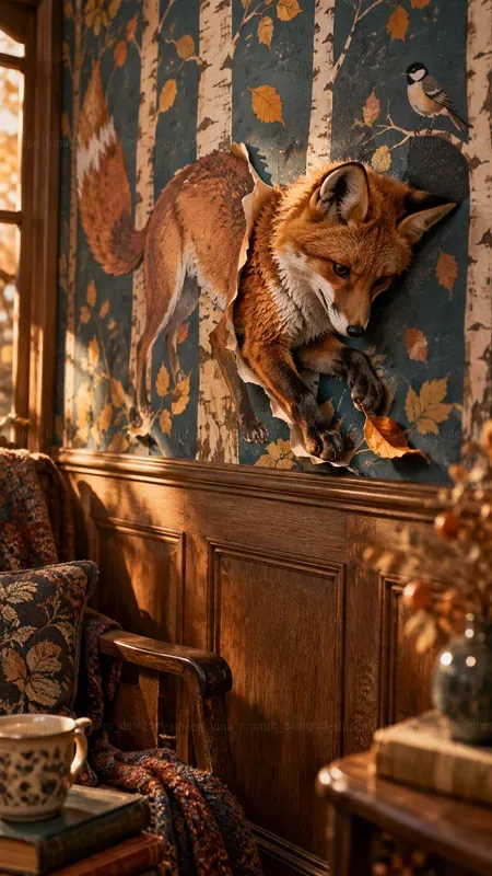 Animals Emerging From Wallpaper