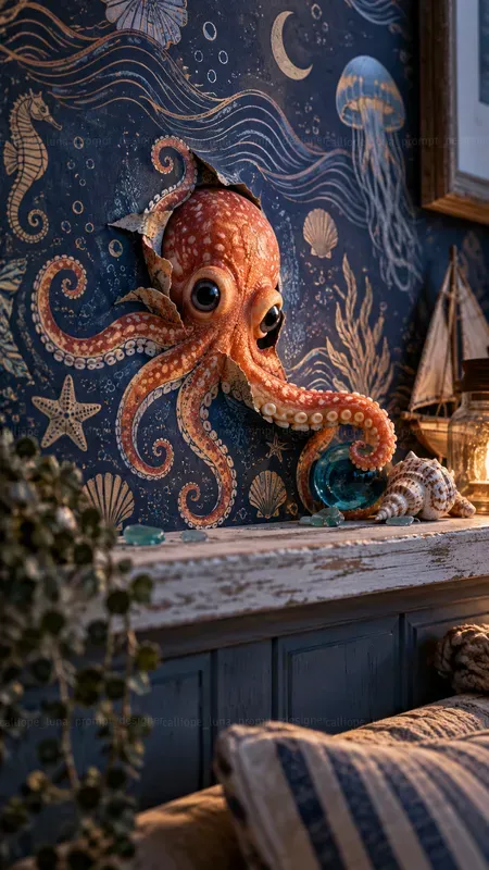Animals Emerging From Wallpaper