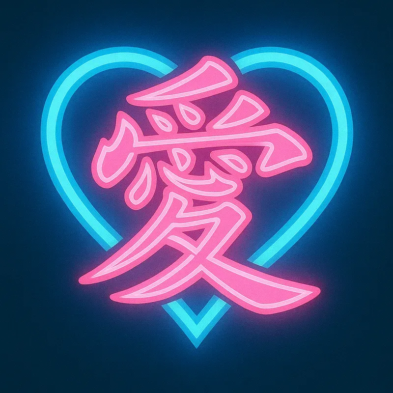 Japanese Ukiyoe Neon Kanji Logos
