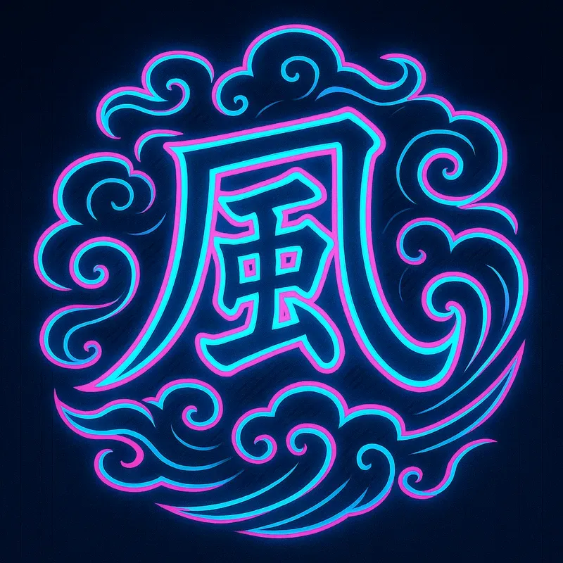 Japanese Ukiyoe Neon Kanji Logos