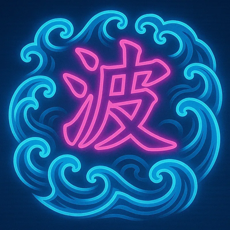 Japanese Ukiyoe Neon Kanji Logos