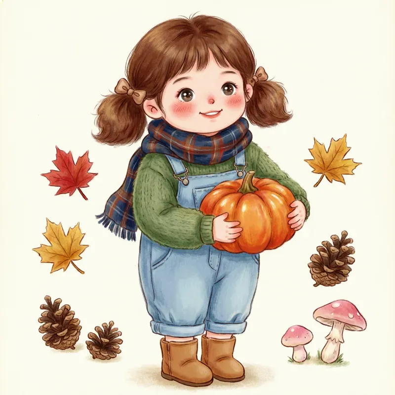 Cute Autumn Girl Tshirt Cliparts