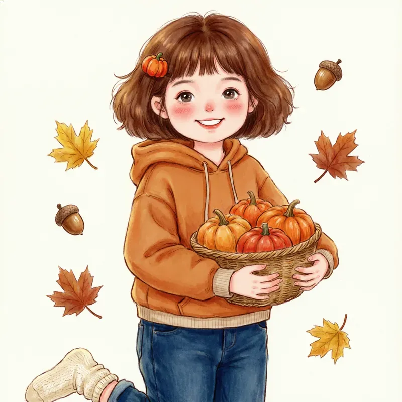 Cute Autumn Girl Tshirt Cliparts