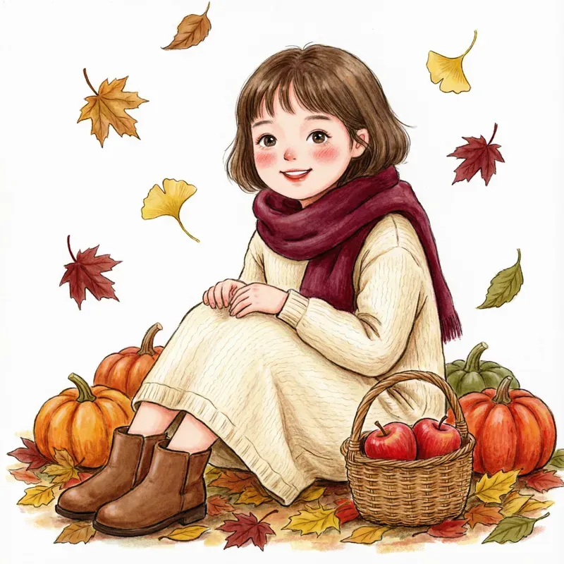 Cute Autumn Girl Tshirt Cliparts