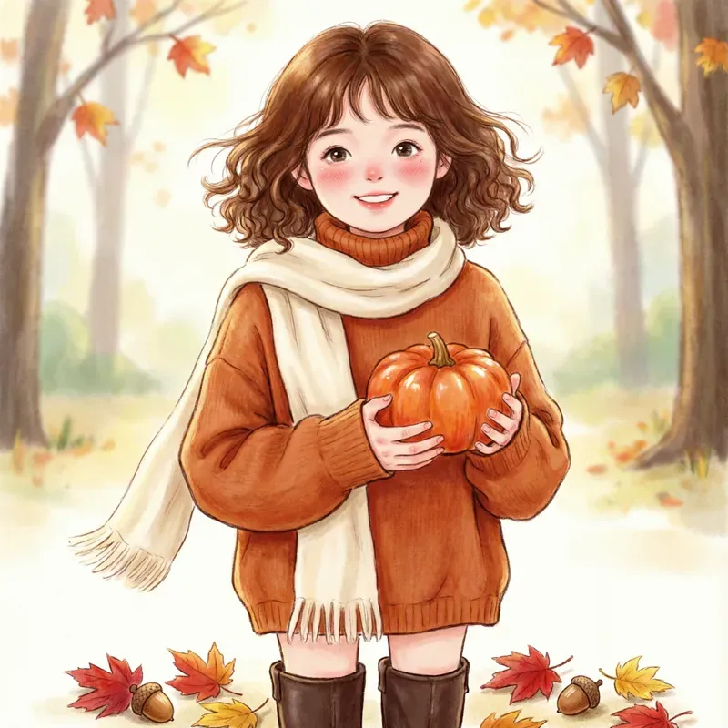 Cute Autumn Girl Tshirt Cliparts