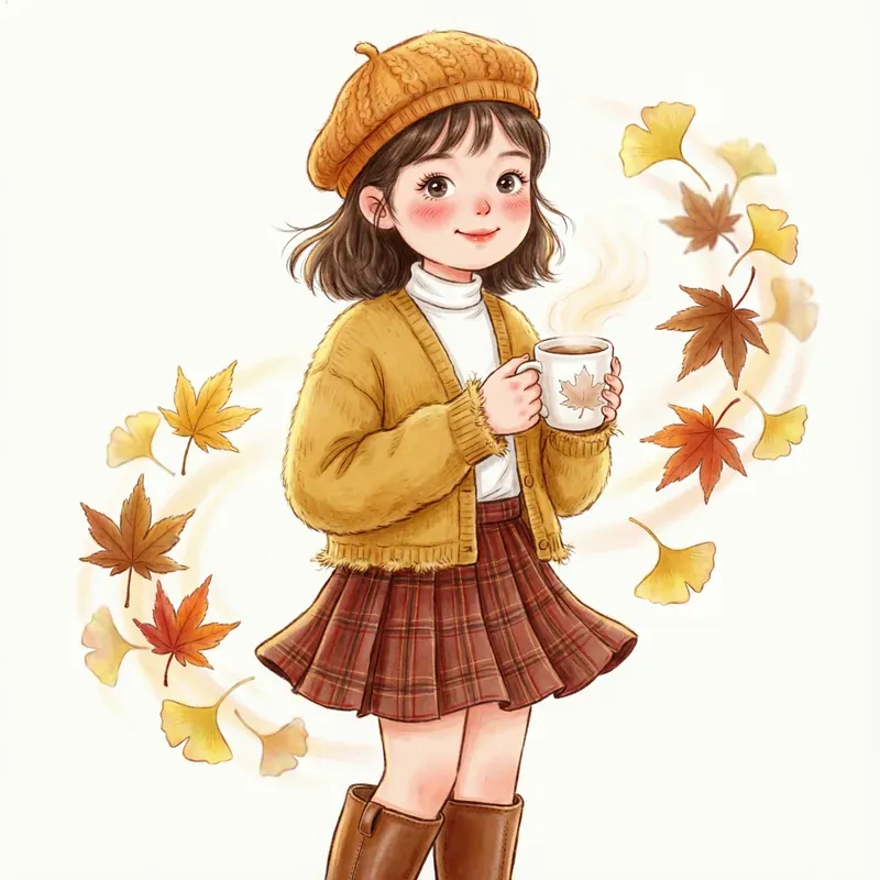 Cute Autumn Girl Tshirt Cliparts
