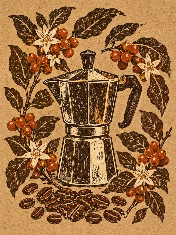 Vintage Botanical Linocut Block Prints