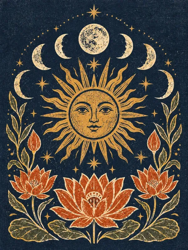 Vintage Botanical Linocut Block Prints
