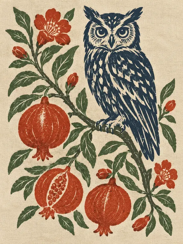 Vintage Botanical Linocut Block Prints