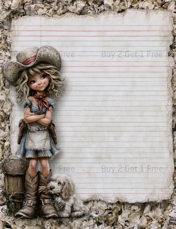 Cute Western Cowgirl Plain Papers