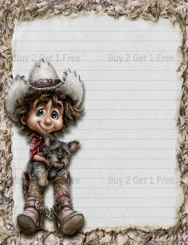 Cute Western Cowgirl Plain Papers