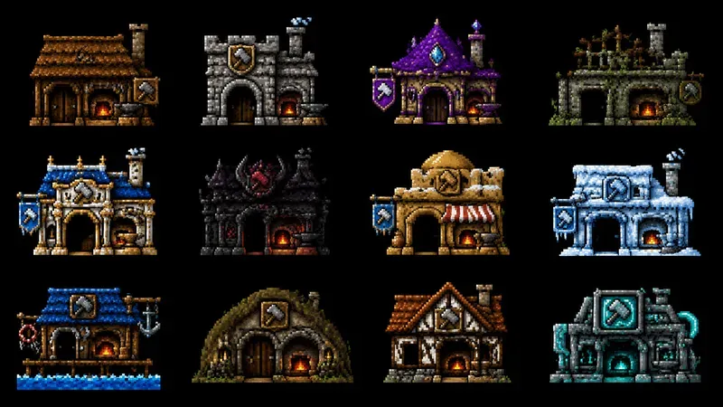8bit RPG Building Variation Sprites