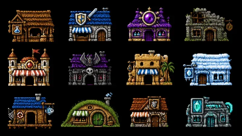 8bit RPG Building Variation Sprites