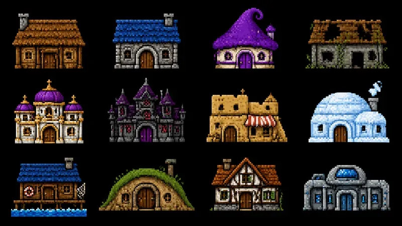8bit RPG Building Variation Sprites