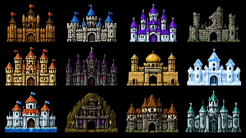 8bit RPG Building Variation Sprites