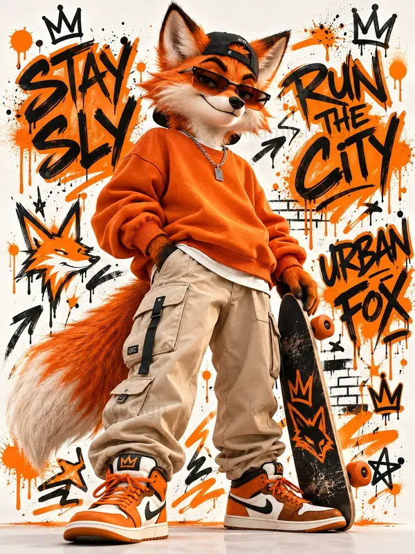 Urban Streetwear Animal Graffiti Posters