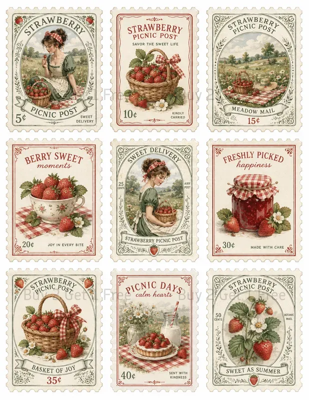 Cowgirl Postage Stamp Ephemera Sheets