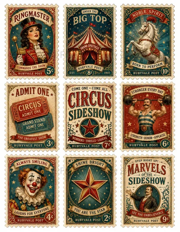 Cowgirl Postage Stamp Ephemera Sheets