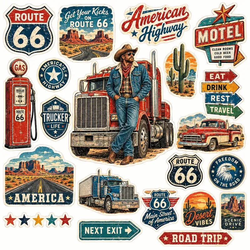 Vintage Route 66 Sticker Collections