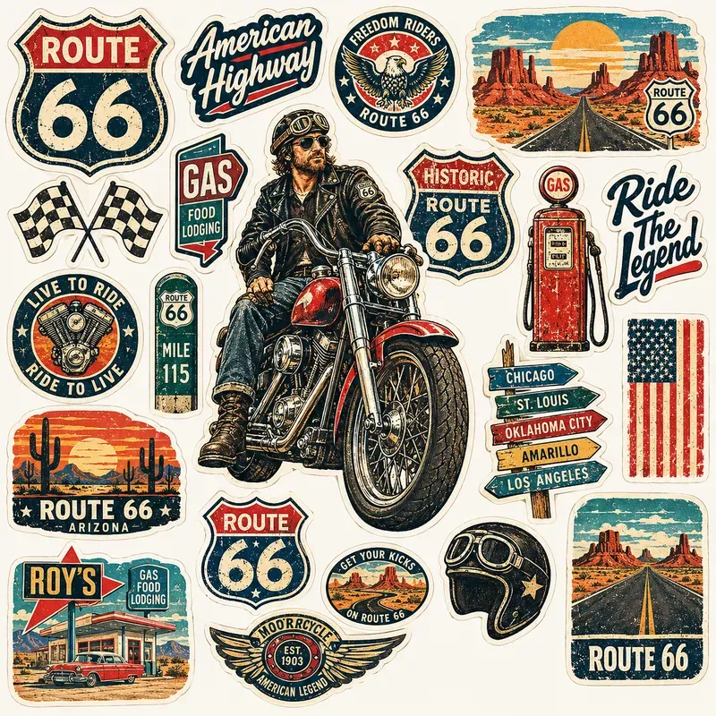 Vintage Route 66 Sticker Collections