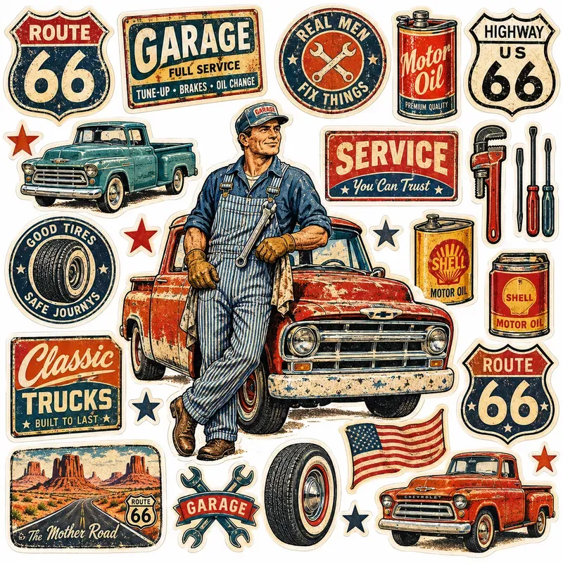 Vintage Route 66 Sticker Collections