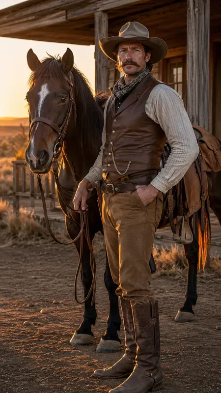 Photorealistic Far West Cowboy Lives