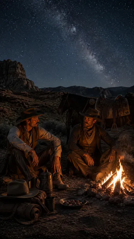 Photorealistic Far West Cowboy Lives