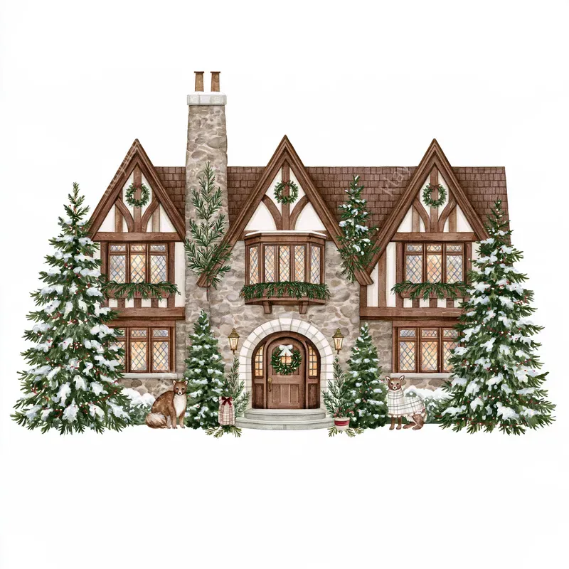 Woodland Christmas Watercolor Cliparts