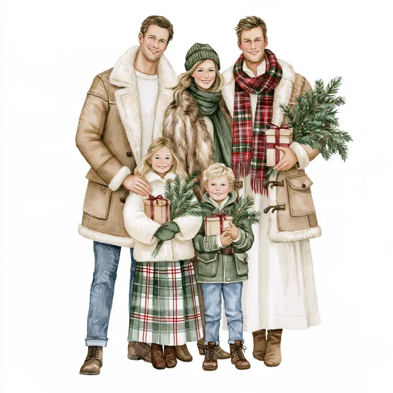 Woodland Christmas Watercolor Cliparts