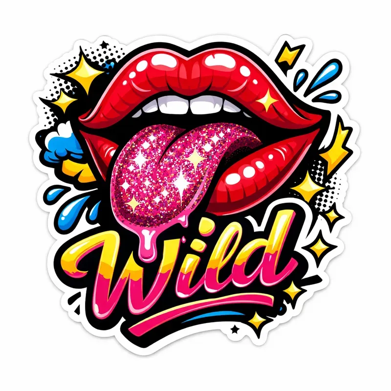 Bold Pop Art Lips Sticker Generator