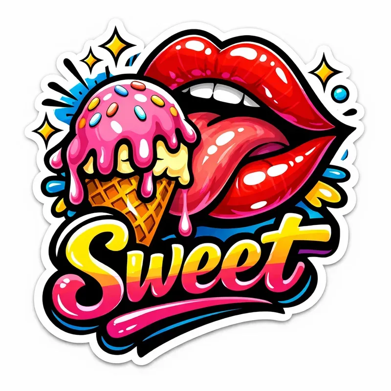 Bold Pop Art Lips Sticker Generator