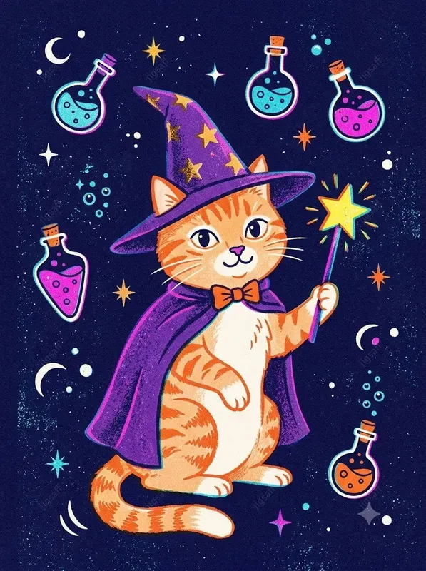 Retro Risograph Halloween Animal Art