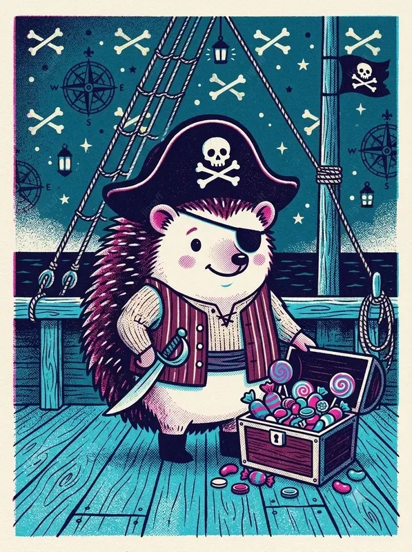 Retro Risograph Halloween Animal Art