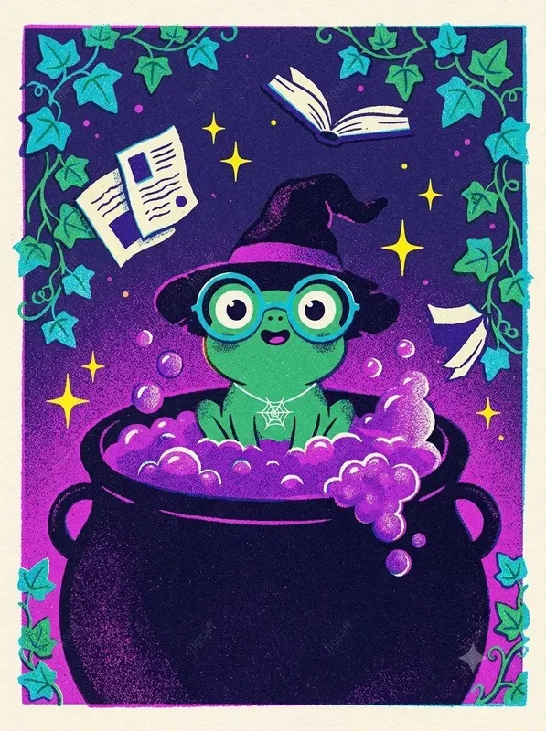 Retro Risograph Halloween Animal Art