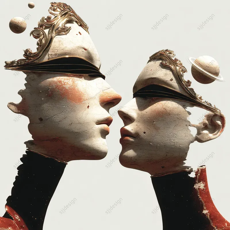 Surreal Marble Portrait Art