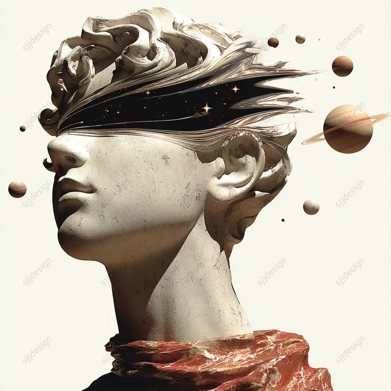 Surreal Marble Portrait Art